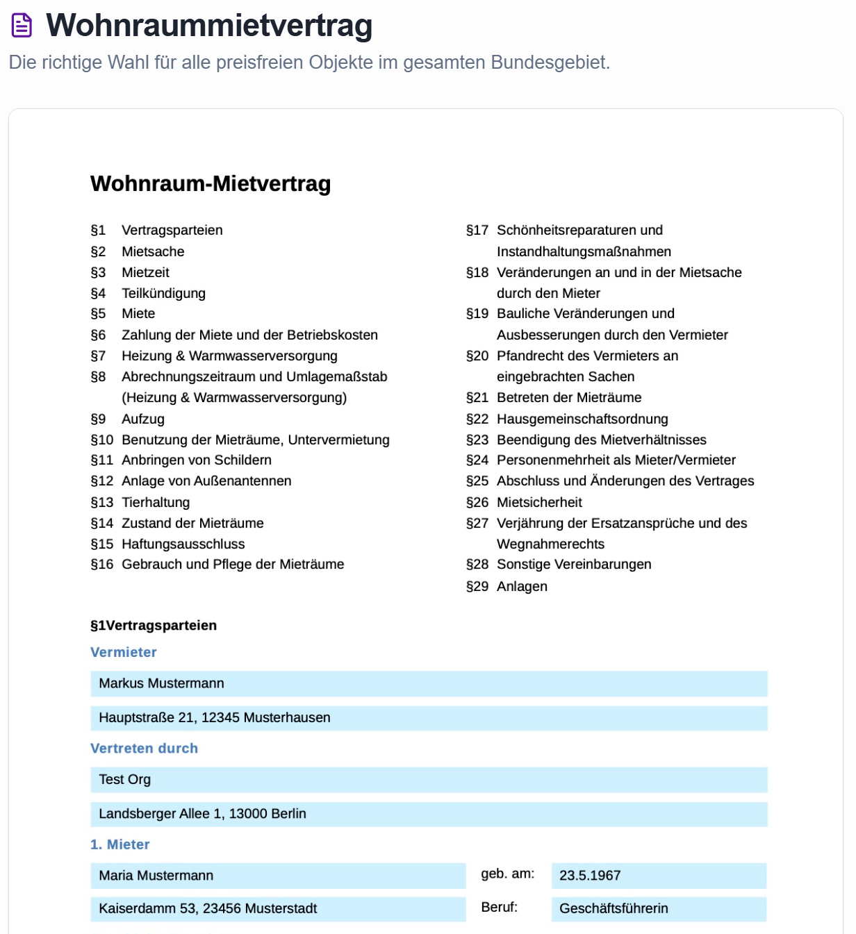 Selbstauskunft Vorschau