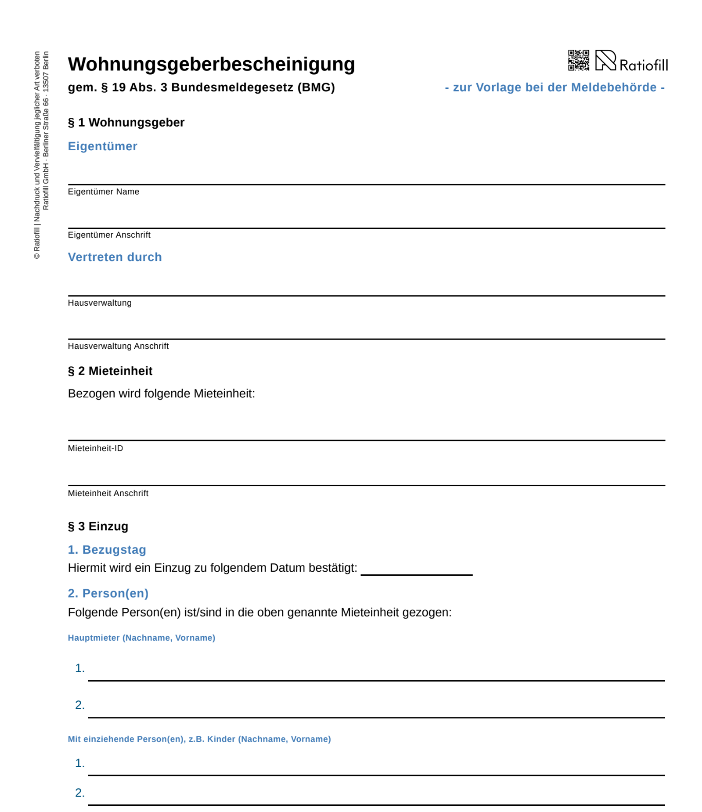 Wohnungsgeberbescheinigung Vorschau